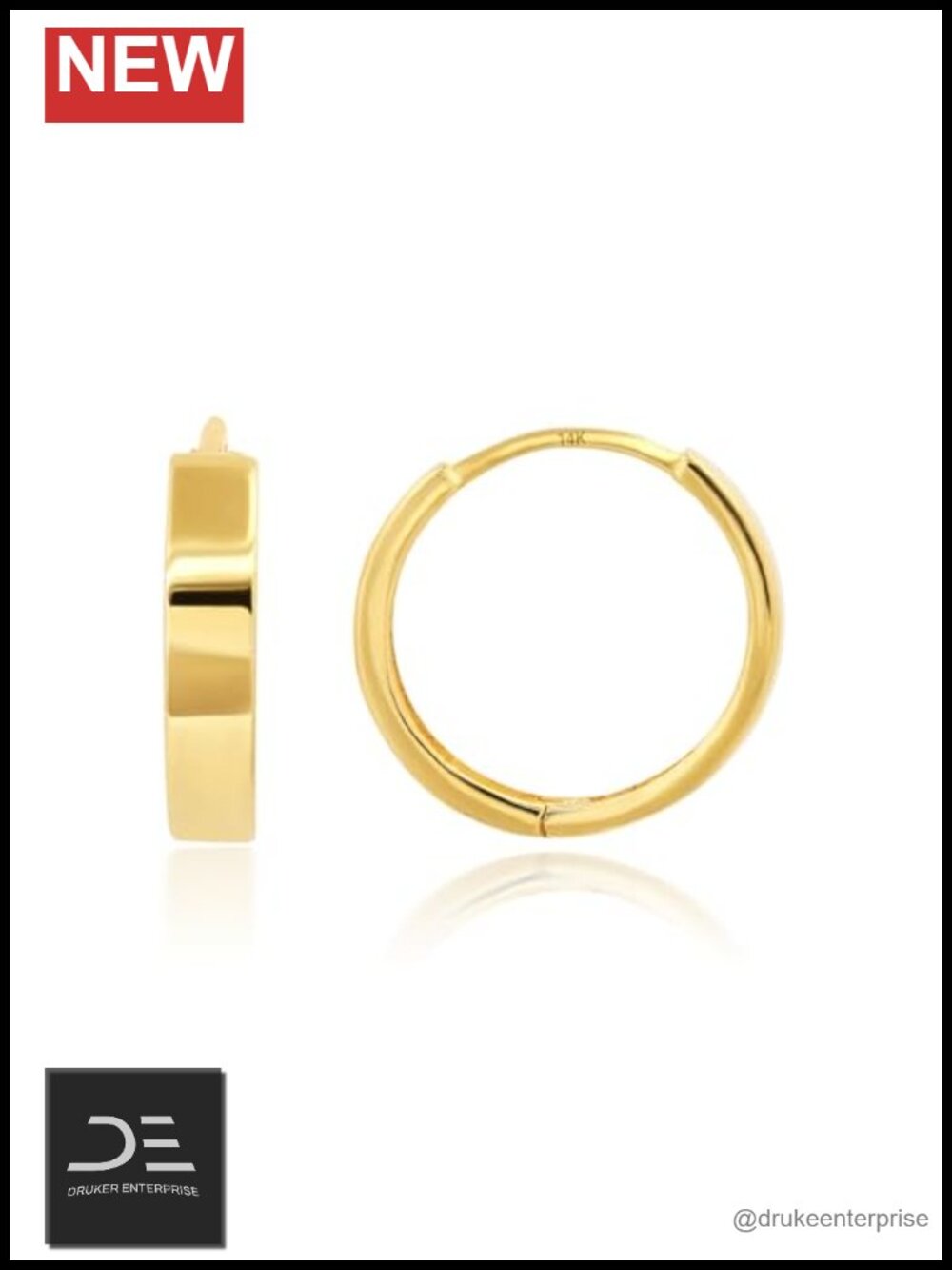 14K Solid Gold Huggie Hoop Earrings Hypoallergenic Small Hoops 10-14mm